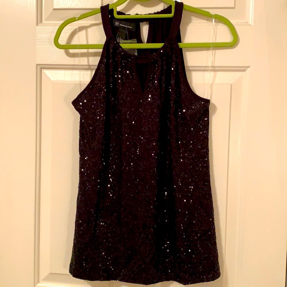 COPY - INC Black Sequin Top